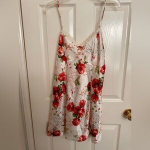Delicates Red Floral Satin Chemise